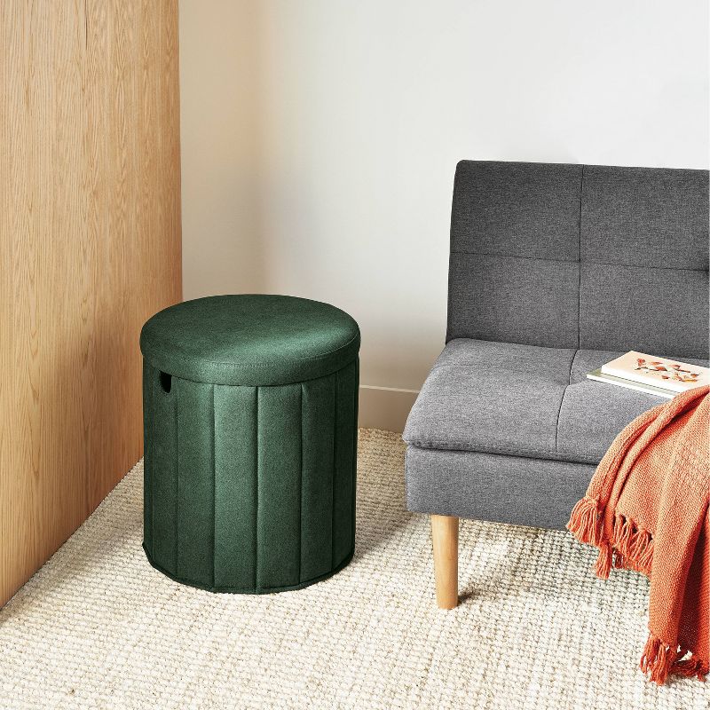 Folding Round Storage Ottoman