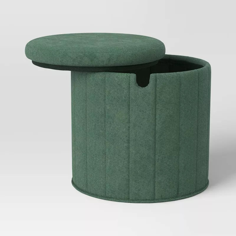 Folding Round Storage Ottoman