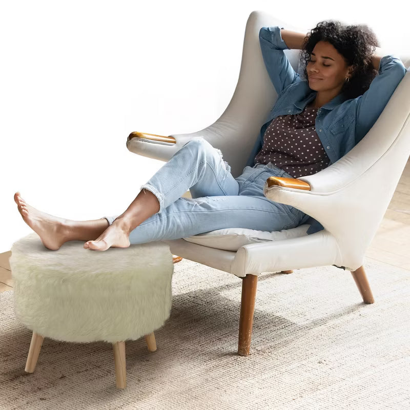 17" Round Faux Fur Stool