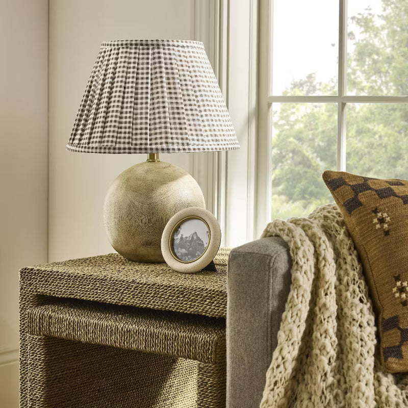 Round Faux Wood Lamp Base Brown